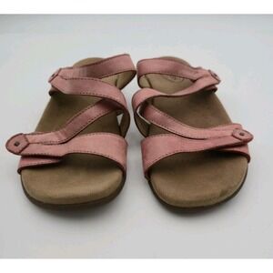 Taos Double U Women's Premium Leather Pink Sandal Leather Comfort Slide Strappy